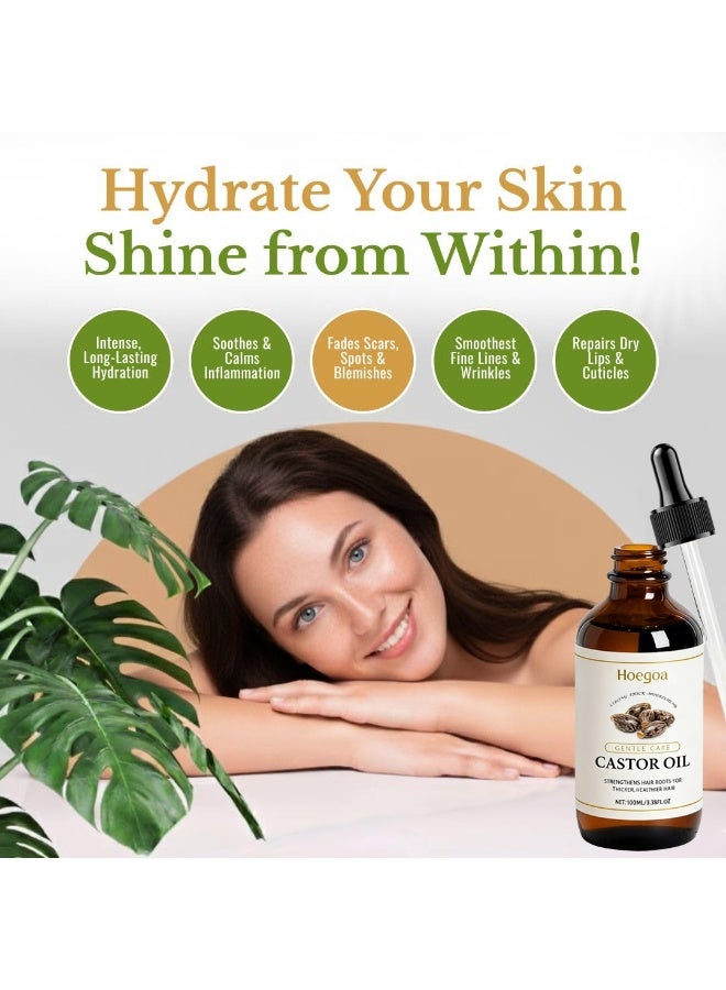 Hoegoa Castor Oil, Hair Strengthen Serum With Rosemary For Hair Growth, Fuller Lashes And Eyebrows, Hydrated And Rejuvenated Skin, Body, Hairs And Carrier Oil, 100ml/3.38fl oz - Image 5